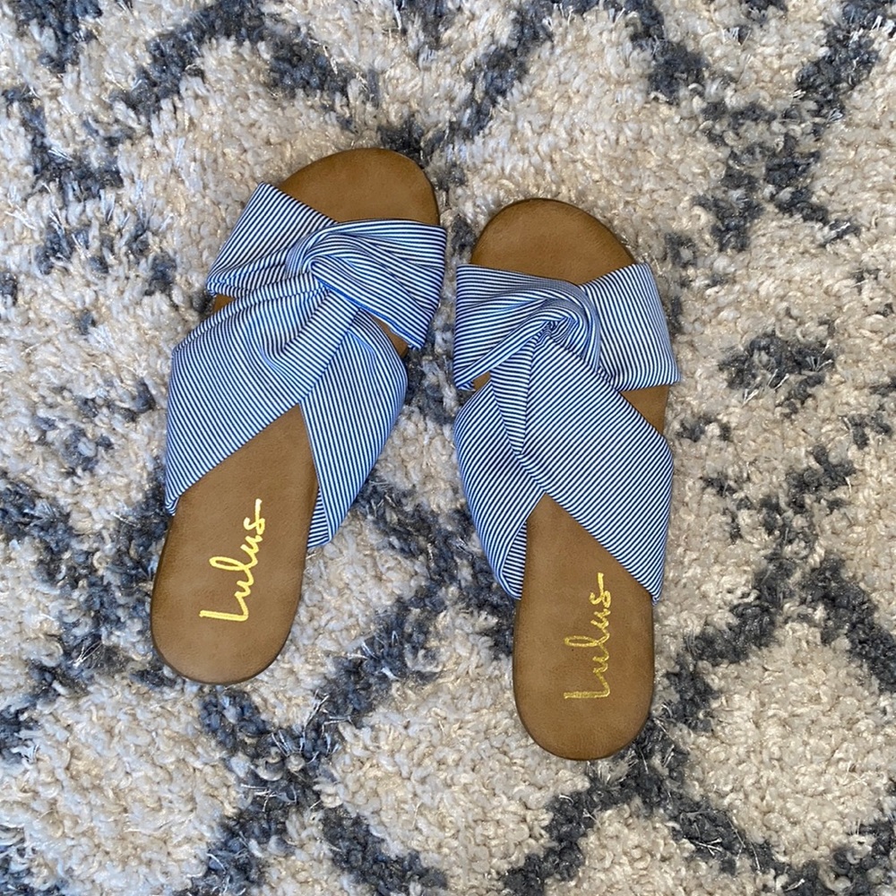 Cute Blue Striped Sandals